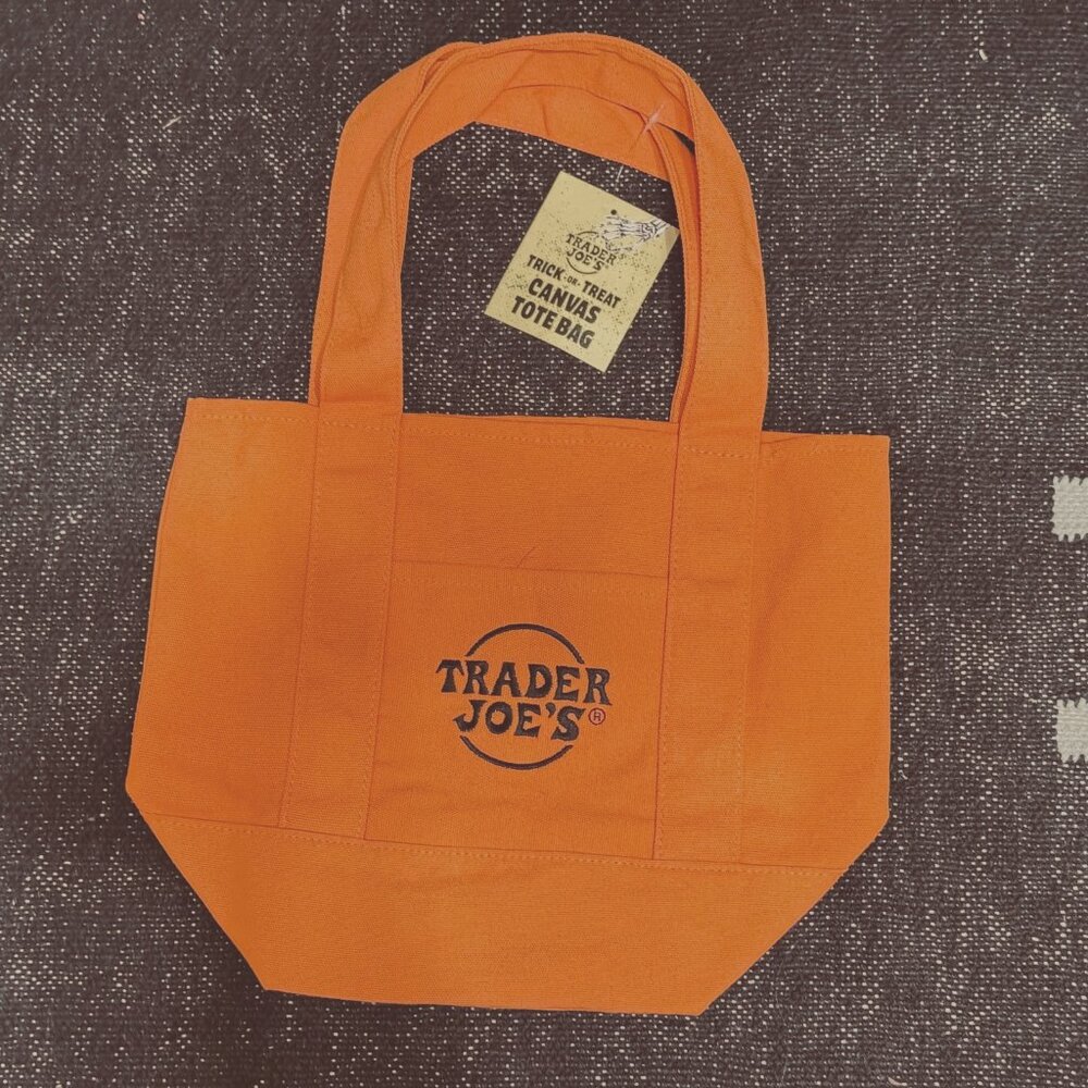 TRADER JOE's Halloween Trick-Or-Treat Canvas Mini Tote Bag, Orange, 2025